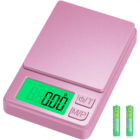 Ultra Precise 1000g Digital Pocket Gram Scale With 0.01g Accuracy, LCD Display, Pink, Includes Batteries