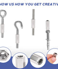 Eight Pack M8 X 1.25 Stainless Steel Hex Coupling Nuts 40mm Length 304 Grade Rod Coupler Nuts shown in creative use