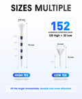 Size comparison chart of Pro Grade Plastic Golf Tees 152 Pack Set With 120 Tees At 3.25 Inches And 32 Tees At 1.5 Inches.