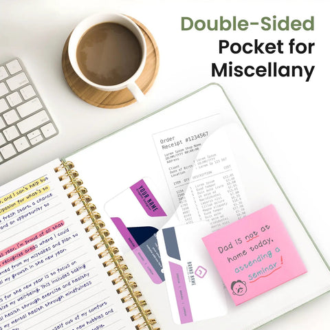 Premium Spiral Notebook And College Ruled Journal Featuring Slick Water Resistant Cover Real Smooth Writing Paper Twin Wire Binding That Lay Completely Flat For Hassle Free Studying And Work with double-sided pocket for misc. items