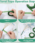 Steps for using floral tape in Must Have Floral Arrangement Tool Kit With Green Floral Tape And Wire, Corsage Pins, Satin Ribbon