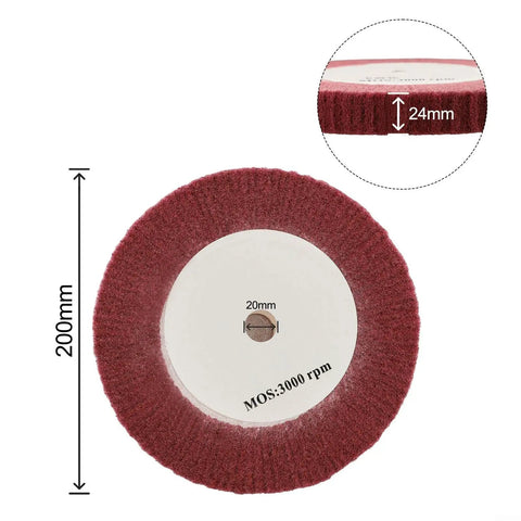 Heavy Duty Non Woven Nylon Flap Polishing Wheel 320 Grit Abrasive Disc 200mm diameter for deoxidizing stainless steel and wood.