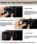 Steps to set lock on Massive 24 Liter Lockable Storage Box For Meds And Personal Items With 3 Combo Lock Stackable Safe Box