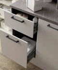 Open drawers featuring Twenty Five Pack Five Inch Dope Matte Black Cabinet Pulls for Bedroom and Bathroom Cabinet Doors and Dressers Zinc Alloy Hardware for Drawers with Durable Corrosion Resistant Finish