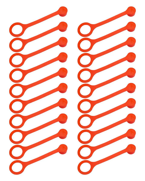 Rubber Blow Off Caps Kit For Ansul R102 And Piranha Industrial Kitchen Fire Suppression Systems, 20-pack of orange rubber covers.