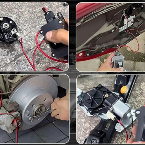 Top-Tier MotiveTech Vehicle Component Tester Set With Insulated Clips, Inline Switch, And Circuit Protector For Fast Auto Electrical Diagnostics In Your Garage Shop in use on various auto components.