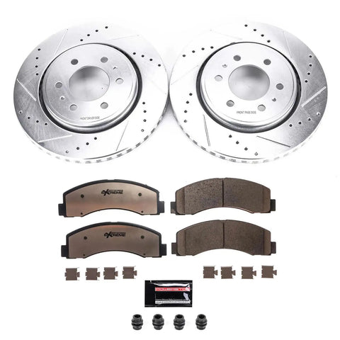 Beefed-Up Front Brake Kit For Ford Expedition 2010 To 2021, F150 2010 To 2020, And Lincoln Navigator 2010 To 2021 With Drilled And Slotted Rotors