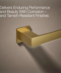 Close-up of Honesty 18 Inch Towel Bar In Vibrant Brushed Moderne Brass showing sleek wall-mounted design and corrosion resistance.