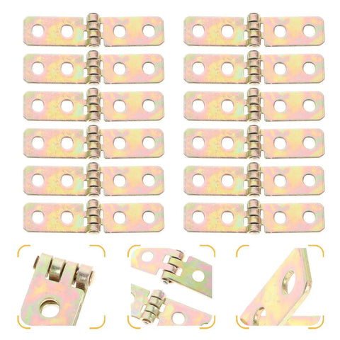12 Pack Small Iron Chest Hinges Foldable Cabinet Door Hinges 60x13mm Reinforced Mini Box for Wooden Jewelry Boxes