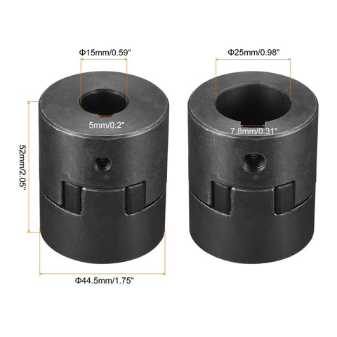 Rock Solid Flexible Coupling Shaft 15mm To 25mm Bore 52mm Length 44.5mm Outer Diameter Motor Coupler Joint For Servo