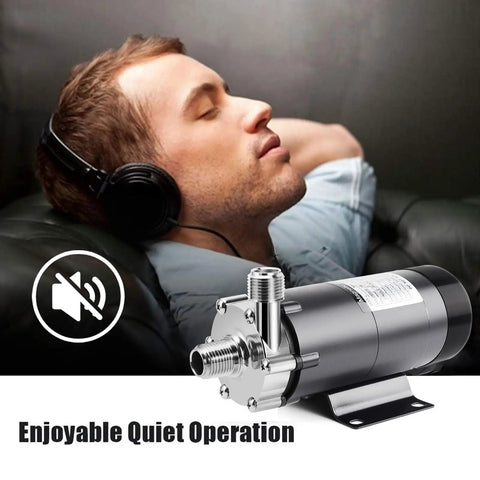 Premium Stainless Steel Wort Brewing Pump Delivering Straight Fire Magnetic Drive Performance For Effortless Homebrew Liquid Transfer Right Out Of The Kettle, quiet operation with user relaxing.