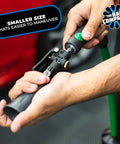 Hands holding Ultra Air Blaster Mini Car Detailing Tool - Powerful Trigger Air Gun To Lift Dirt, showing ergonomic grip