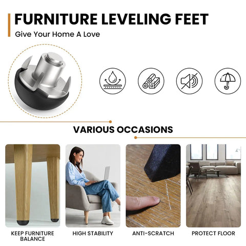 M8 Thread Adjustable Furniture Leveling Feet With T Nuts For Tables Chairs And Cabinets Heavy Duty Galvanized Screw In Glides No Sweat Easy Install Stable Leveling Feet For Home Workshop