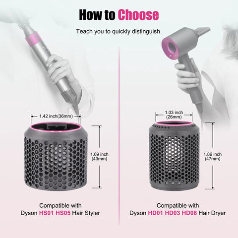 Comparison guide of outer filter cover for Dyson Airwrap HS01 HS05 and hair dryer HD01 HD03 HD08