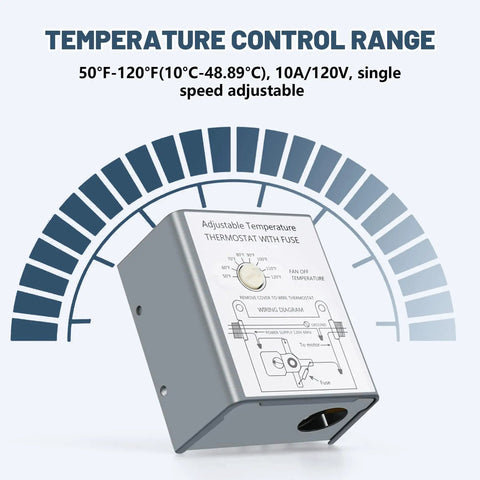 58033 Temperature Controller for Attic Fan Motor Replacement For Lomanco 2000 And 1800 Series, adjustable from 50°F to 120°F