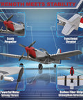 Noob Friendly RC Plane With P51 Style Fighter Look featuring propeller, tail elevator, powerful motor, carbon fiber structure