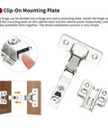 Two Pack Full Overlay Frameless Soft Close Concealed European Cabinet Hinges installation with clip-on plate