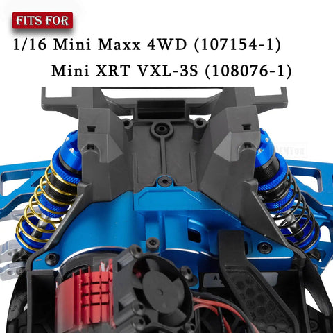 Beefed Up Big Bore Aluminum RC Shocks Upgrade Kit For One Sixteenth Mini Maxx 4WD And Mini XRT VXL Three S Trucks Navy Blue