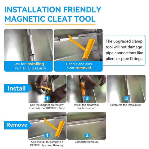 Duct Cleat Tool For HVAC Ductwork, 6 Inch Magnetic Clip System With TDC And TDF Clips, installation steps and features overview