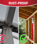 Image showing rust-proof steel construction of Four Pack Adjustable House Jacks For Floor Leveling And Crawlspace Support.