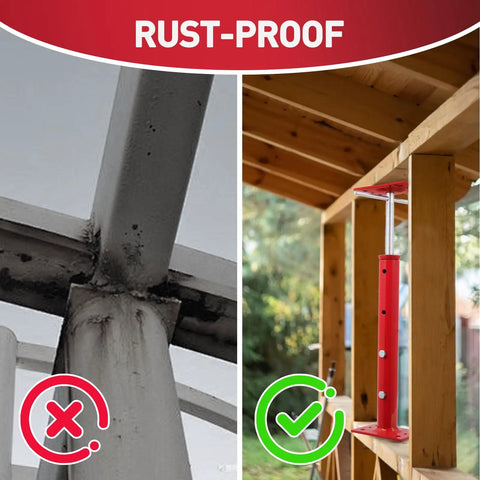 Image showing rust-proof steel construction of Four Pack Adjustable House Jacks For Floor Leveling And Crawlspace Support.