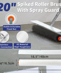 Pro Grade Self Leveling Concrete Tool Kit With Spiked Rollers And Adjustable 6.6Ft Pole, 20-inch spiked roller brush with spray guard