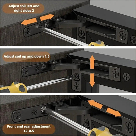 Heavy Duty Glass Door Hinges Featuring Smooth Hydraulic Cushion And Upper Lower Adjustable Hidden Rotary Shaft Setup For Zero Sweat Furniture Jobs That Seriously Hold Tight And Last, showing adjustment details.