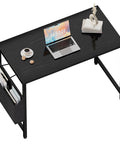 32 Inch Computer Desk For Small Spaces With Storage Bag And Headphone Hook Space Saving Home Office Work Desk For Study Writing Table Ideal For Dorms Teens And Kids with laptop and decor