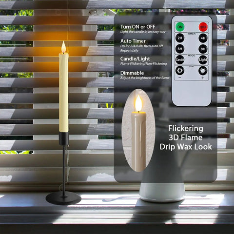 Flameless Taper Candles With Remote And Timer Battery Operated Led Flickering Ivory Plastic Candlesticks For Christmas Decor Three Pack With Realistic Drip Wax Look No Melt No Mess Safe Soft Glow