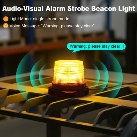 Heavy Duty Forklift Radar Safety Beacon With Bright Led Strobe Lights And Top Notch Red Zone Warning System Plus Sharp Voice Alert To Keep The Yard Fully Secured