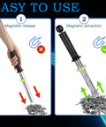 14 Inch Magnetic Pickup Tool With Release Handle for Nails and Screws Stainless Steel Magnet Wand to Grab Metal Scraps