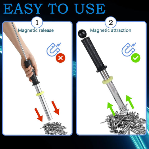 14 Inch Magnetic Pickup Tool With Release Handle for Nails and Screws Stainless Steel Magnet Wand to Grab Metal Scraps