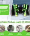 Huge 1200w Electric Stair Climbing Hand Truck For Moving Heavy Loads Like Fridges Furniture And Water Heaters Up To 880 Lbs One Go Save Your Back Tired? showing wheels on stairs.