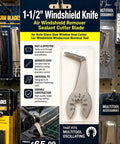 1.5 inch windshield knife, serrated edge, for auto glass cutting displayed in packaging