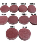 100 Pack 2 Inch Sanding Discs Kit With Polishing Pad Plate, Assorted Grits 40 Through 400 shown in stacks