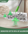 24 Count Heavy Duty Pet Hair Sweeper Pads For 10 Inch Mop capture dust and dirt while showing debris on a hardwood floor.