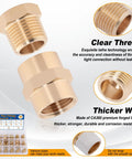 All-In-One 66 Piece Brass Pipe Fittings Kit With NPT Adapters Reducers shown with clear threads and thicker walls.