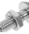 Close-up of Heavy Duty Stainless Steel Retractable Spring Plunger Locking Indexing Pins with knurled handle and nut.