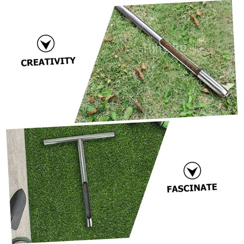 Stainless Steel Soil Probe With T Handle Easy Core Sampler For Lawn And Garden Testing Grains And Fertilizer Sampling on grass