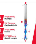 Solid Carbide Spektra Extreme Beefy Tool Life Spiral Plunge Router Bit Down Cut For CNC Woodworking Quarter Inch Diameter