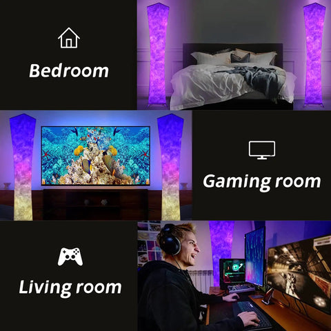 61 Inch RGB Floor Lamp With Remote Control Dimmable Color Changing Standing Light In bedroom, gaming room, living room
