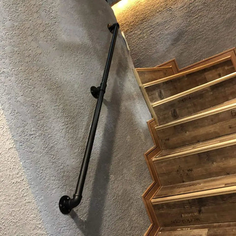 Heavy Duty Wrought Iron Stair Handrail For Indoor Outdoor Use Providing Solid As A Rock Support With Zero Hassle Diy Install In Classic Black Finish.