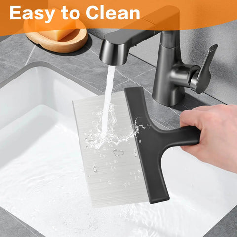 Heavy Duty Stainless Steel Grill Scraper 3 In 1 Griddle Scraper being cleaned under tap water