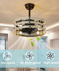 Cool Farmhouse 18 Inch Ceiling Fan With Lights Remote Control Flush Mount White Caged Design in small dining room