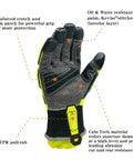 Rugged Extrication Gloves With Ultra Dexterity For Rescue Jobs, Grip-Ready Protection, EN 388 3X44EP, Hi-Vis Green Back, Size XL