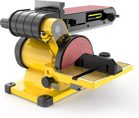 Beefy Three Quarter HP Belt And Disc Sander With 4x36 Inch Belt And 6x6 Inch Disc Dual Dust Ports Steel Base Adjustable Belt 0 To 90 Degrees