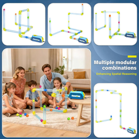 Family playing with Air Aerodynamics STEM Toy For Kids 3 Plus Hands On STEM Kits For Home School And Classroom Learning Building Toys.