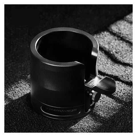 58mm Adjustable Portafilter Holder And Espresso Tamping Station in black with heavy duty silicone mat for secure grip.