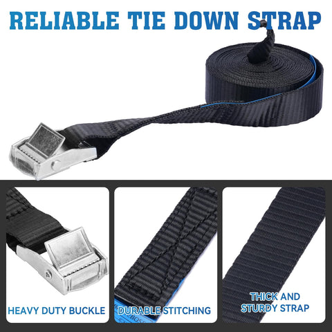 1 Inch By 10 Foot Adjustable Cam Buckle Tie Down Straps Set, Heavy Duty Packing Straps for Cargo Luggage Kayak Truck SUV and Roof Rack