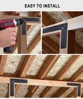 Installation of 10 Pack Black L Shape Corner Brackets 150x150 mm Mending Plates Heavy Duty Decorative Steel 90 Degree Angle Brackets.